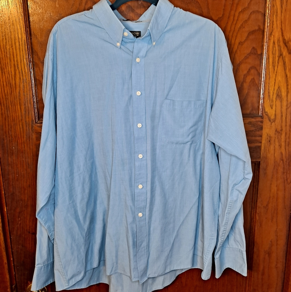 blue long sleeve button up shirt